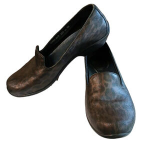 Dansko Leopard Print Metallic Olivia Leather Loafer Comfort Shoe 8.5-9